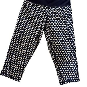 Active‎ Capri Leggings Blue White Print Athletic Yoga Pants